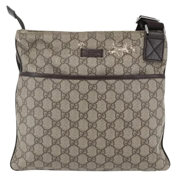 GUCCI GG Supreme Shoulder Bag PVC Beige Silver Auth 151520 - Picture 2 of 16